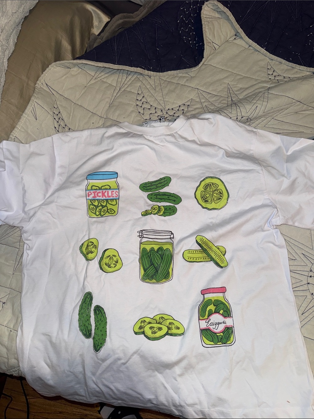 ASOS White Short Sleeve Tee with Pickle Jar Graphic